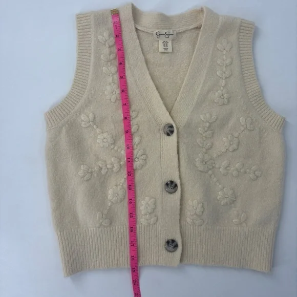 Jessica Simpson Cream Floral V-Neck Sweater Vest - Picture 8 of 8
